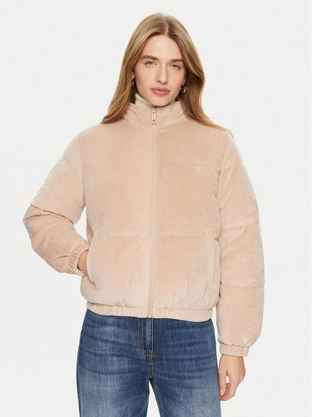 Guess Kurtka zimowa V4BL03 KBXI2 Beżowy Regular Fit. Brązowe kurtki damskie Guess, na zimę, xl, z aplikacjami, z syntetyku, bez kaptura. Za 559.99 zł.
