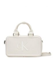 Calvin Klein Torebka Bold Ck Bauletto Crossbody LV04F3411G Biały. Białe listonoszki damskie Calvin Klein, bez wzorów, ze skóry, bez dodatków. Za 489.99 zł.