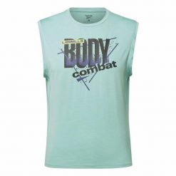 T-shirt męski bez rękawów Les Mills® Bodypump® Activchill. Niebieskie t-shirty męskie Reebok, l, bez wzorów, z poliesteru, sportowe, bez kołnierzyka. Za 124.00 zł.