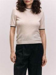 Sweter z lnu - złamana biel. Swetry damskie Reserved, l, bez wzorów, z dzianiny, klasyczne, bez kołnierzyka, bez ramiączek, bez kaptura. Za 179.99 zł.