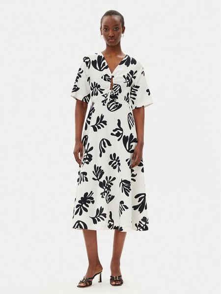 Marella Sukienka letnia Molise 2513221112200 Biały Regular Fit. Białe sukienki damskie Marella, na lato, bez wzorów, z wiskozy, bez kołnierzyka, bez ramiączek. Za 1,249.00 zł.