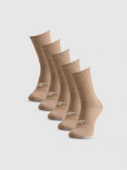 4F Skarpetki długie (5-pack) damskie - beżowe 35-38. Brązowe skarpety damskie 4f, bez wzorów, z bawełny. Za 69.99 zł.