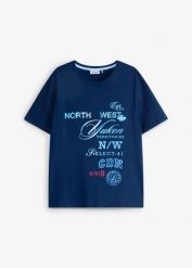 T-shirt z czystej bawełny organicznej. Niebieskie t-shirty męskie bonprix, m, bez wzorów, z bawełny, bez kołnierzyka. Za 19.99 zł.