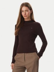 Tommy Hilfiger Bluzka Cody WW0WW47307 Brązowy ciemny Slim Fit. Brązowe koszule damskie Tommy Hilfiger, m, bez wzorów, z bawełny, bez kołnierzyka, bez ramiączek. Za 249.99 zł.