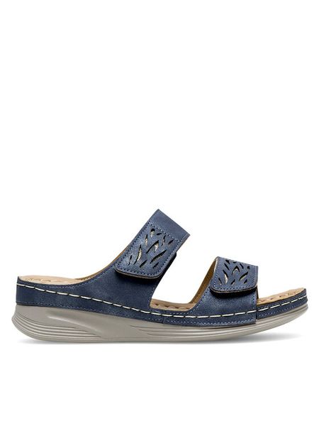 Clara Barson Klapki WYL05010-11 Niebieski. Niebieskie klapki damskie Clara Barson, bez wzorów, z materiału, bez obcasa. Za 89.99 zł.