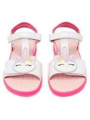 Geox Sandały J Sandal Joyfoot Gir J65P1C 000HH C1441 M Biały. Białe sandały dziewczęce Geox, ze skóry, bez zapięcia. Za 209.99 zł.