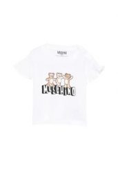 T-shirt dziewczęce Moschino biały. Białe t-shirty i topy dla dziewczynek MOSCHINO, bez wzorów, z materiału, bez ramiączek. Za 446.50 zł.