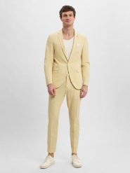 Finshley & Harding London garnitur slim fit - Brixdon-Hoxdon Mężczyźni Slim Fit żółty, 44. Żółte garnitury męskie Finshley & Harding London, bez wzorów, eleganckie. Za 1,199.95 zł.