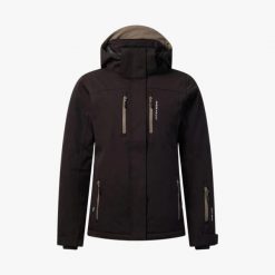 Kurtka Narciarska Narciarstwo Kobieta Cervinia Wodoodporny. Czarne kurtki snowboardowe damskie SWEDEMOUNT, l, bez wzorów, z elastanu, długie, bez kaptura, na golfa. Za 599.99 zł.