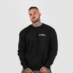 Bluza męska fitness luźna czarna PRO Jumper. Czarne bluzy męskie GYMBEAM, m, bez wzorów, z bawełny, bez kaptura, na fitness i siłownię. Za 98.90 zł.
