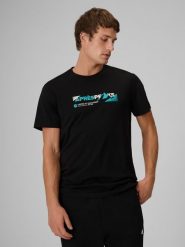 4F Чоловічий t-shirt regular з принтом - чорний L. T-shirty męskie 4f, l, bez wzorów, z jersey, bez kołnierzyka. Za 799.90 zł.