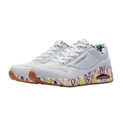 Buty do chodzenia damskie Skechers Uno. Białe obuwie sportowe damskie Skechers, bez wzorów, z gumy, trekkingowe. Za 319.00 zł.