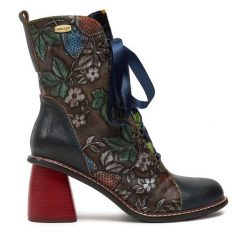 Botki Laura Vita. Niebieskie botki damskie Laura Vita, bez obcasa, na słupku, bez zapięcia. Za 499.99 zł.