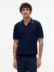 Tommy Hilfiger Tailored dzianinowa koszulka polo Mężczyźni Bawełna niebieski, L. Niebieskie koszulki polo męskie Tommy Hilfiger Tailored, l, bez wzorów, z bawełny, bez ramiączek. Za 479.95 zł.
