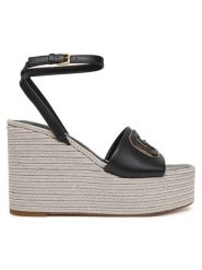 Guess Espadryle FLJTAN LEA04 Czarny. Czarne sandały damskie Guess, z aplikacjami, ze skóry, bez obcasa, bez zapięcia. Za 499.99 zł.
