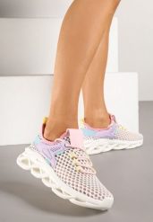 Biało-Fioletowe Buty Sportowe Sneakersy na Platformie Ozdobionej Tłoczeniem Teliriella. Białe obuwie sportowe damskie Renee, bez wzorów, na fitness i siłownię. Za 79.99 zł.