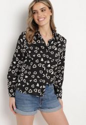 Czarna Klasyczna Koszula Zapinana na Guziki Avilneda. Czarne bluzki damskie Born2be, l, bez wzorów, biznesowe, bez kołnierzyka, bez ramiączek. Za 119.99 zł.