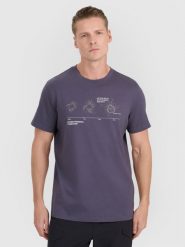 4F T-shirt regular z nadrukiem męski - szary 3XL. Szare koszulki sportowe męskie 4f, m, bez wzorów, z bawełny, klasyczne, bez kołnierzyka. Za 59.99 zł.