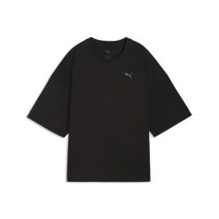 Damska koszulka oversize HER PUMA. Czarne koszulki sportowe damskie Puma, bez wzorów, bez kołnierzyka, bez ramiączek, na fitness i siłownię. Za 149.00 zł.