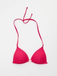 Trójkątna usztywniana góra od bikini wiązana na szyi i plecach - różowy. Czerwone bikini damskie Sinsay, l, bez wzorów. Za 25.99 zł.