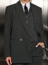 Żakiet - szary. Szare żakiety damskie Sinsay, l, bez wzorów. Za 79.99 zł.