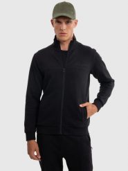 Bluza męska rozpinana ze stójką czarna Wlador 906. Czarne bluzy męskie Big Star, l, bez wzorów, z dresówki, bez kaptura. Za 249.99 zł.