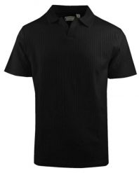 Dzianinowa Koszulka Polo - Dekolt Bez Guzików - Brave Soul - Czarna. Czarne koszulki polo męskie Brave Soul, l, bez wzorów, z bawełny, casualowe, bez ramiączek. Za 99.00 zł.