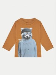 NAME IT Bluzka 13233694 Brązowy Relaxed Fit. Brązowe t-shirty dla chłopców Name it, bez wzorów, z bawełny, bez ramiączek. Za 59.99 zł.