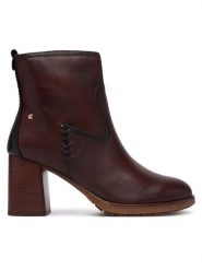 Pikolinos Botki Palencia W9U-8945C1 Brązowy ciemny. Brązowe botki damskie Pikolinos, ze skóry, bez obcasa, na słupku, bez zapięcia. Za 799.99 zł.
