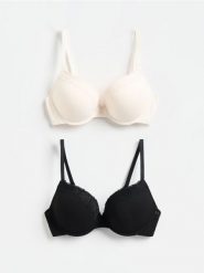 Biustonosz push up 2 pack - czarny. Czarne biustonosze Reserved, bez wzorów, z poliamidu. Za 99.99 zł.