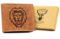 Portfel skórzany Always Wild N992-CHM-LION brązowy. Brązowe portfele męskie Always Wild, bez wzorów, z nubiku. Za 50.00 zł.