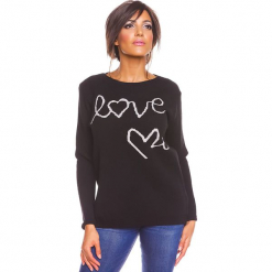 Sweter "Love" w kolorze czarnym. Czarne swetry damskie So Cachemire, z kaszmiru, z okrągłym kołnierzem. W wyprzedaży za 173.95 zł.