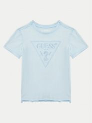 Guess T-Shirt L5GI02 K6XN4 Błękitny Regular Fit. Niebieskie t-shirty dla chłopców Guess, z aplikacjami, z bawełny, bez ramiączek. Za 129.99 zł.