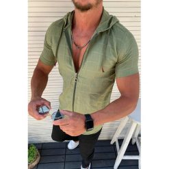 Koszulka męska BOBO KHAKI. Brązowe bluzy męskie Koszulka męska BOBO KHAKI, l, bez wzorów, bez kaptura. W wyprzedaży za 79.00 zł.