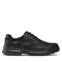 Półbuty Clarks. Czarne półbuty damskie Clarks, bez wzorów, bez obcasa, na koturnie, bez zapięcia. Za 356.99 zł.