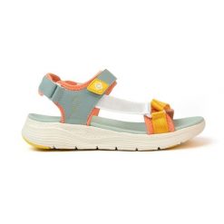 Sandały turystyczne TRAPANI – zapięcie na podwójny rzep, podeszwa EVA i komfort. Żółte sandały damskie IZAS, bez wzorów, bez obcasa, bez zapięcia. Za 226.04 zł.