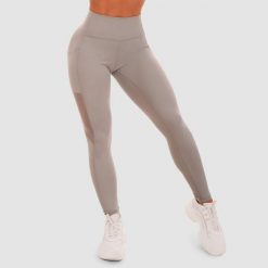 Legginsy damskie fitness z panelami szare Mesh Panel. Szare legginsy damskie GYMBEAM, s, bez wzorów, z elastanu, na fitness i siłownię. Za 115.90 zł.