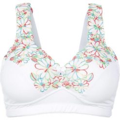 Biustonosz "minimizer" bez fiszbinów bonprix biało-kolorowy. Białe biustonosze bonprix, w kolorowe wzory. Za 59.99 zł.