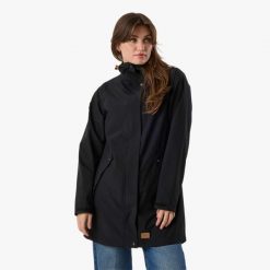 Płaszcz wiatroszczelny damski Swedemount Sarek Coat 2.0. Czarne płaszcze damskie SWEDEMOUNT, xl, bez wzorów, z materiału, moda ciążowa, długie, z kapturem. Za 359.99 zł.