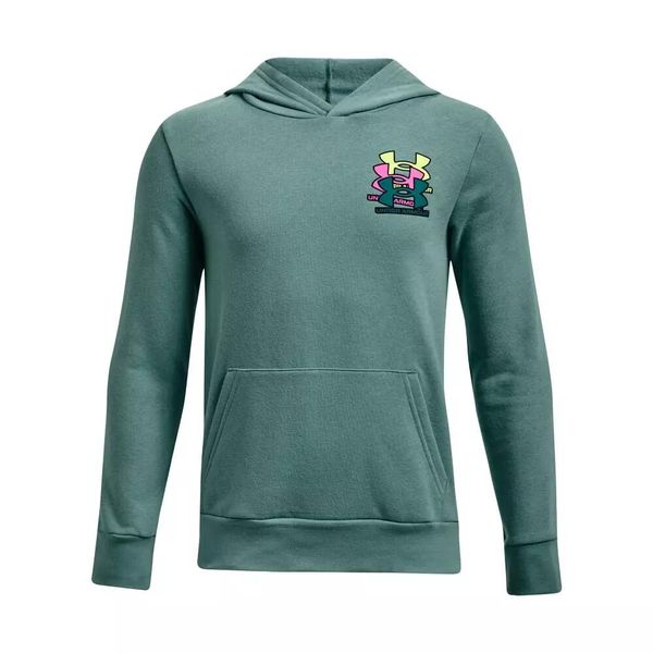 Bluza chłopięca Under Armour Rival Fleece ANAML Hoodie. Niebieskie bluzy dla chłopców Under Armour, bez wzorów, bez ramiączek, bez kaptura. Za 99.99 zł.