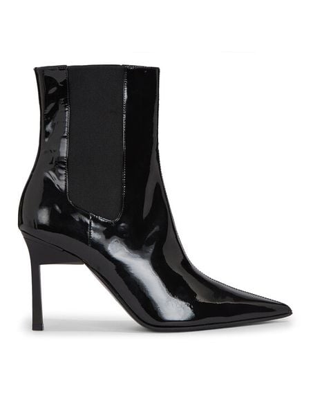 Calvin Klein Botki Geo Stiletto Chelsea Boot 90-Pat HW0HW01809 Czarny. Czarne botki damskie Calvin Klein, ze skóry, bez obcasa, na szpilce, bez zapięcia. Za 1,099.00 zł.