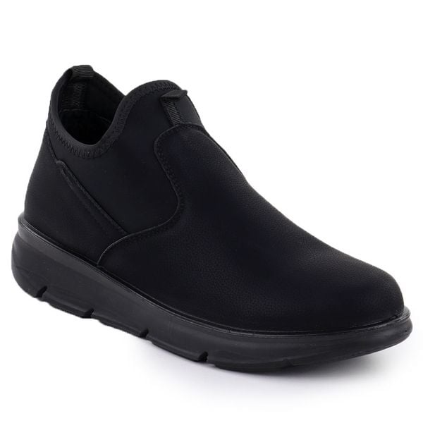 Botki damskie niskie czarne Potocki 25-90356. Czarne botki damskie POTOCKI, z materiału, bez obcasa, bez zapięcia. Za 159.99 zł.