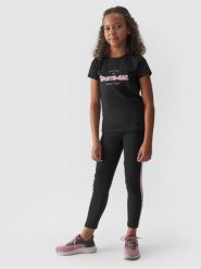 4F Legginsy dzianinowe dziewczęce - grafitowe 164 (13-14 lat). Czarne legginsy dla dziewczynek 4f, bez wzorów, z bawełny. W wyprzedaży za 29.99 zł.