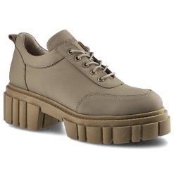 Beżowe Półbuty Karino Damskie Stylowe Buty. Brązowe półbuty damskie Karino, bez wzorów, z nubiku, eleganckie, bez obcasa, bez zapięcia. Za 309.00 zł.