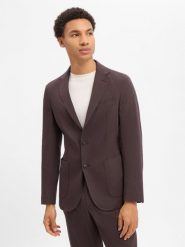 BOSS marynarka z modułowej kolekcji z domieszką lnu Mężczyźni Slim Fit len brązowy, 26. Brązowe marynarki męskie Boss, bez wzorów, ze lnu, eleganckie. Za 1,299.95 zł.