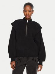 Gestuz Sweter Madia 10909459 Czarny Loose Fit. Czarne swetry damskie Gestuz, s, bez wzorów, z wełny, bez kołnierzyka, bez ramiączek, bez kaptura. Za 579.99 zł.