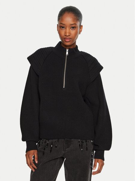 Gestuz Sweter Madia 10909459 Czarny Loose Fit. Czarne swetry damskie Gestuz, s, bez wzorów, z wełny, bez kołnierzyka, bez ramiączek, bez kaptura. Za 579.99 zł.