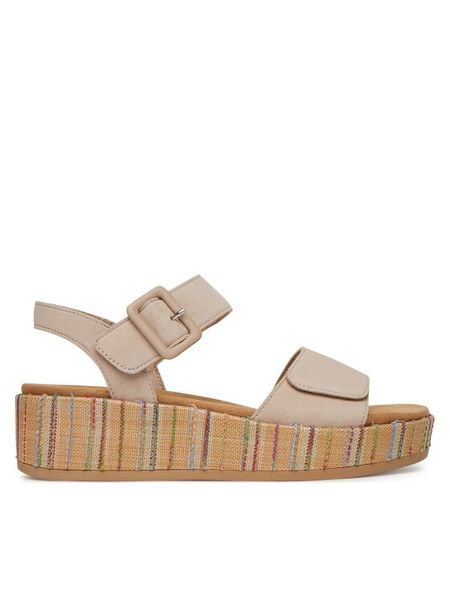 Remonte Sandały D1N54-60 Beżowy. Brązowe sandały damskie Remonte, bez wzorów, ze skóry, bez obcasa, na koturnie, bez zapięcia. Za 379.99 zł.