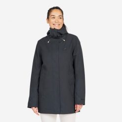 Ciepła parka przeciwdeszczowa damska Tribord Sailing 500. Szare kurtki damskie TRIBORD, m, bez wzorów, z materiału, bez kaptura. Za 399.99 zł.