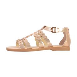 Sandały GEOX J SANDAL KARLY GIRL Brąz. Brązowe sandały damskie Geox, bez wzorów, ze skóry, bez obcasa, bez zapięcia. Za 162.99 zł.